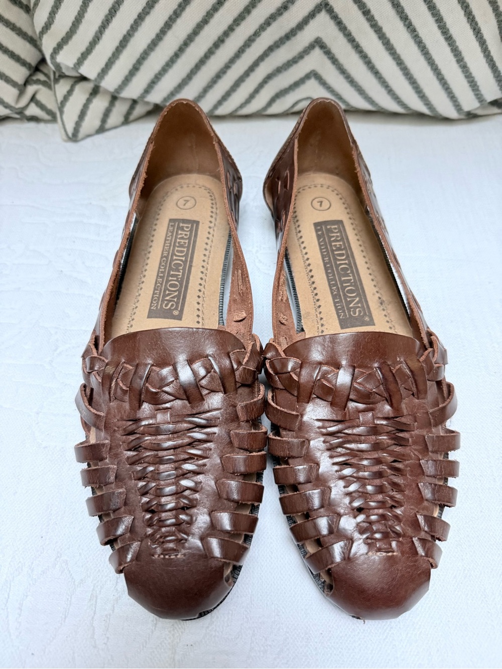 Predictions Brown Woven Leather Huarache Loafers